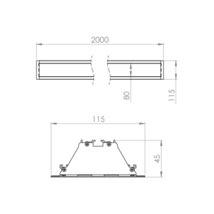 Dimensiones Lineal Led Embutir 200